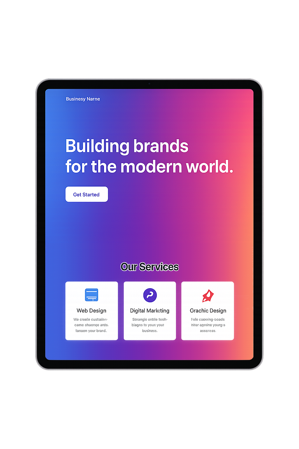 Responsives Webdesign von EISEN-IT auf einem iPad Pro – kreative Startseite