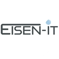 Logo von Eisen-IT, IT-Dienstleister aus Schwäbisch Gmünd in der Region Stuttgart, mit stilisiertem Schriftzug und blauer Pixelstruktur.